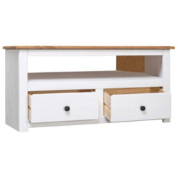 Berkfield Corner Tv Cabinet White 93X49X49 Cm Solid Pine Panama Range - thumbnail 3