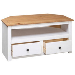 Berkfield Corner Tv Cabinet White 93X49X49 Cm Solid Pine Panama Range - thumbnail 6