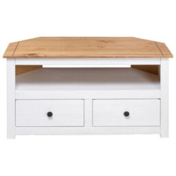Berkfield Corner Tv Cabinet White 93X49X49 Cm Solid Pine Panama Range - thumbnail 5