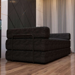Sliding Wardrobes 4 u LTD Luxurious Larry Fabric Smart Convertible Sofa Bed - 3-Seater Sleeper With Metal Frame No Assembly Required (Black,3Seater) - thumbnail 5