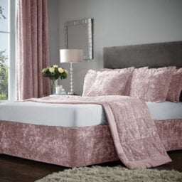 Catherine Lansfield Bedroom Crushed Velvet Divan Base Wrap Blush Pink - thumbnail 5