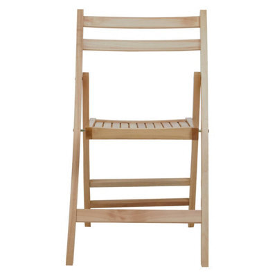 Premier Housewares Interiors By Premier Wood Natural Finish Folding Chair, Space-Saver Camping Chair, Easy Foldable Wood Chair, Easy To Clean Chair - image 1