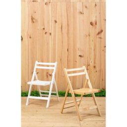 Premier Housewares Interiors By Premier Wood Natural Finish Folding Chair, Space-Saver Camping Chair, Easy Foldable Wood Chair, Easy To Clean Chair - thumbnail 5