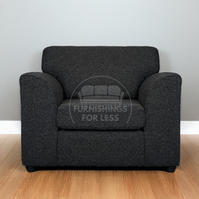 Furnishings For Less UK Paris Charcoal Boucle Fabric Single Seater Armchair - image 1