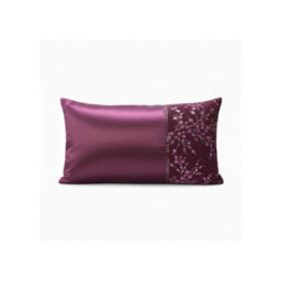 Luxury Embellished Oblong Cushion With Satin Finish Decorative Accent Pillow For Sofa And Bed Purple 45X30Cm