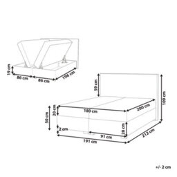 Beliani Divan Bed With Storage Fabric Major 180 X 200 Cm (Eu Super King) Light Beige - thumbnail 3