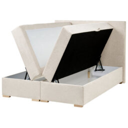 Beliani Divan Bed With Storage Fabric Major 180 X 200 Cm (Eu Super King) Light Beige - thumbnail 6