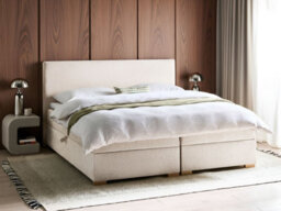 Beliani Divan Bed With Storage Fabric Major 180 X 200 Cm (Eu Super King) Light Beige - thumbnail 2