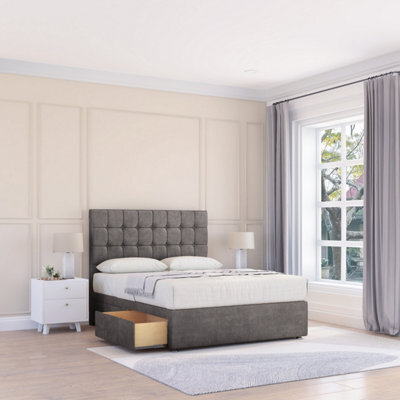 "Sloomy 2Ft6 Alabama Divan Bed Base Slate Naples ,no Drawers & 26"" Struts Headboard - Small Single" - image 1
