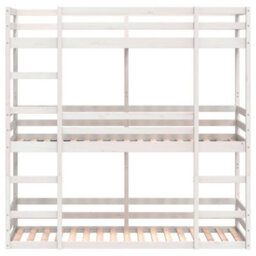 Berkfield Triple Bunk Bed Without Mattress White 75X190 Cm Small Single Solid Wood Pine - thumbnail 5