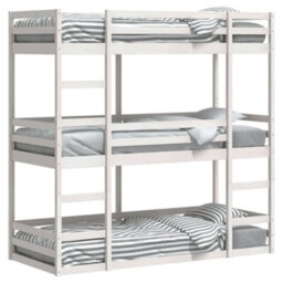 Berkfield Triple Bunk Bed Without Mattress White 75X190 Cm Small Single Solid Wood Pine - thumbnail 4