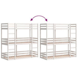 Berkfield Triple Bunk Bed Without Mattress White 75X190 Cm Small Single Solid Wood Pine - thumbnail 8