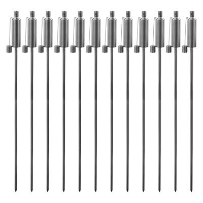 Harbour Housewares 146Cm Metal Garden Torches - Cylinder - Set Of 12 Silver Outdoor Lighting Oil Fuel Lamp Candle Flame Lantern - image 1