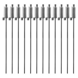 Harbour Housewares 146Cm Metal Garden Torches - Cylinder - Set Of 12 Silver Outdoor Lighting Oil Fuel Lamp Candle Flame Lantern