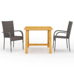 Walplus 3 Piece Garden Dining Set Brown - thumbnail 1
