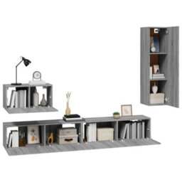 Berkfield 4 Piece Tv Cabinet Set Grey Sonoma Engineered Wood - thumbnail 4