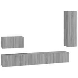 Berkfield 4 Piece Tv Cabinet Set Grey Sonoma Engineered Wood - thumbnail 2