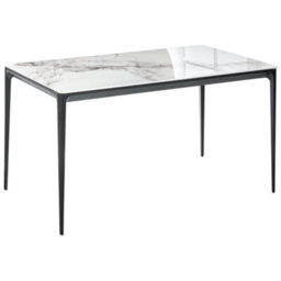 Beliani Dining Table Jollein White Marble 140 Cm 80 Cm Glass