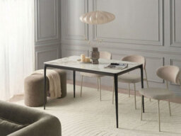 Beliani Dining Table Jollein White Marble 140 Cm 80 Cm Glass - thumbnail 2