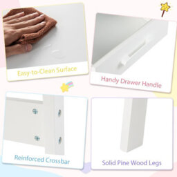 Gainoom White Kids Desk And Chair Set Wooden Study Desk Set W/ Drawer - thumbnail 6