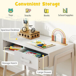 Gainoom White Kids Desk And Chair Set Wooden Study Desk Set W/ Drawer - thumbnail 7