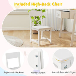 Gainoom White Kids Desk And Chair Set Wooden Study Desk Set W/ Drawer - thumbnail 9