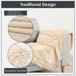 Emma Barclay Darcy Tassel Blanket/throw For Sofa Chair Bed Natural 130X150Cm - thumbnail 6