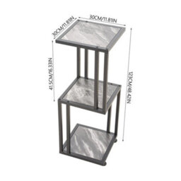 3 Tier Metal & Mdf Rustic Corner Cabinet Free Standing Bookcase Shelving Display - thumbnail 2