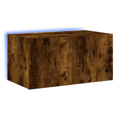 Berkfield Durable Tv Wall Cabinet With Led Lights Smoked Oak 60X35X31 Cm - image 1