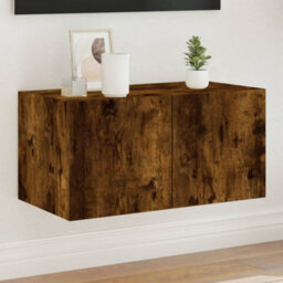 Berkfield Durable Tv Wall Cabinet With Led Lights Smoked Oak 60X35X31 Cm - thumbnail 2