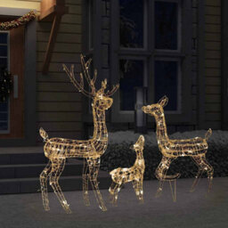 Berkfield Versatile Acrylic Reindeer Family Christmas Decoration 300 Led Warm White - thumbnail 3