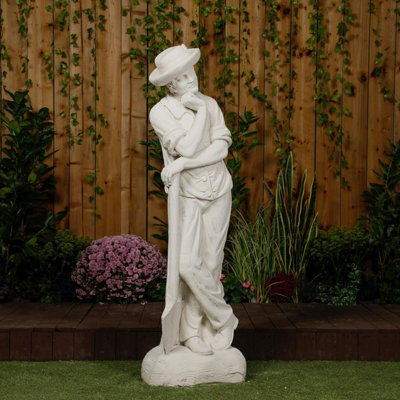 Farmer Leaning On A Spade Life Size Statue 55' Or 139 Cm - image 1