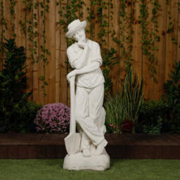 Farmer Leaning On A Spade Life Size  Statue 55' Or 139 Cm - thumbnail 6