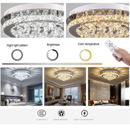 Darphe 36W Crystal Chandelier,round Teardrop Ceiling Led Chandelier,dimmable,with Remote Control - thumbnail 6
