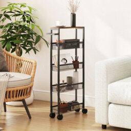 Homcom Rolling Kitchen Trolley, Slim Storage Cart With Metal Frame, Handle - thumbnail 8
