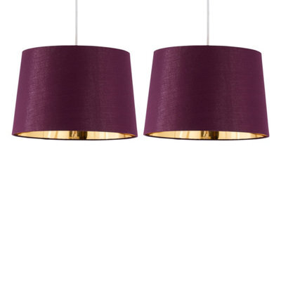 First Choice Lighting Set Of 2 Zoey - Burgundy With Gold 28Cm Pendant Or Lamp Shades - image 1