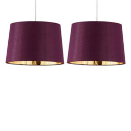 First Choice Lighting Set Of 2 Zoey - Burgundy With Gold 28Cm Pendant Or Lamp Shades