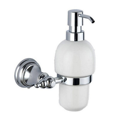 FNX Bathrooms Chrome Soap Dispenser With Holder - Wall Mounted Gloss Finish Modern Desgn - image 1