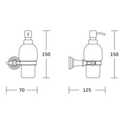 FNX Bathrooms Chrome Soap Dispenser With Holder - Wall Mounted Gloss Finish Modern Desgn - thumbnail 2
