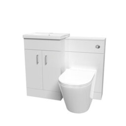 Nes Home Gloss White Vanity Basin Cabinet, Wc Unit & Rimless Toilet - thumbnail 6