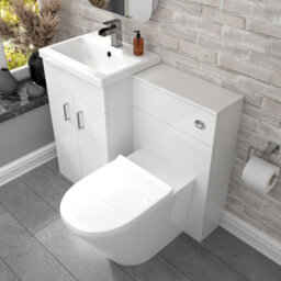 Nes Home Gloss White Vanity Basin Cabinet, Wc Unit & Rimless Toilet - thumbnail 4
