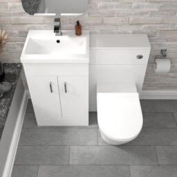 Nes Home Gloss White Vanity Basin Cabinet, Wc Unit & Rimless Toilet - thumbnail 3