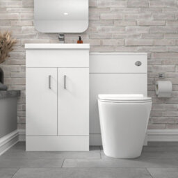 Nes Home Gloss White Vanity Basin Cabinet, Wc Unit & Rimless Toilet - thumbnail 2