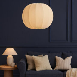 CGC Lighting Cgc Lila Cream Rounded Ribbed Stretch Cotton Fabric Lampshade - thumbnail 7