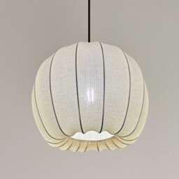 CGC Lighting Cgc Lila Cream Rounded Ribbed Stretch Cotton Fabric Lampshade - thumbnail 6