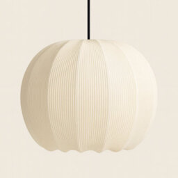 CGC Lighting Cgc Lila Cream Rounded Ribbed Stretch Cotton Fabric Lampshade