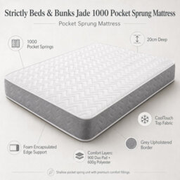 Strictly Beds And Bunks Jade 20Cm Thick Pocket Sprung Bunk Bed Mattress