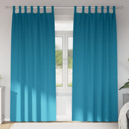 Berkfield Curtains With Curtains 2 Pcs Turquoise Polyester - thumbnail 1