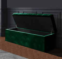 180Cm Sd Ottoman Storage Box, Forest Green Velvet Upholstered Chesterfield Storage Ottoman Box - thumbnail 2