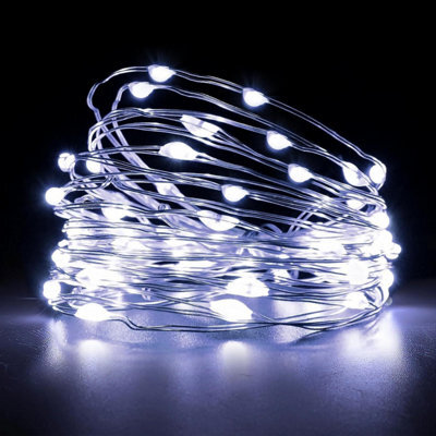 Shatchi 40 Sparkles White Led Battery Operated Lights With Silver Wire - Elegant Silver Wire String Lights,2Pk - image 1